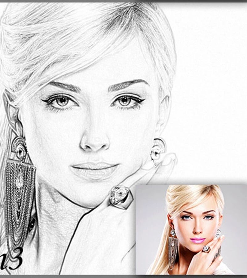 ps动作一键转素描插件人像照片转换黑白线稿 ps动作一键转素描插件