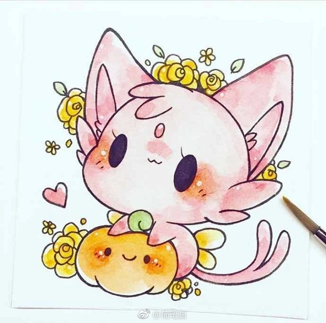 超萌q版宠物小精灵简笔画insbirduyen67手帐素材插画手绘简笔画67