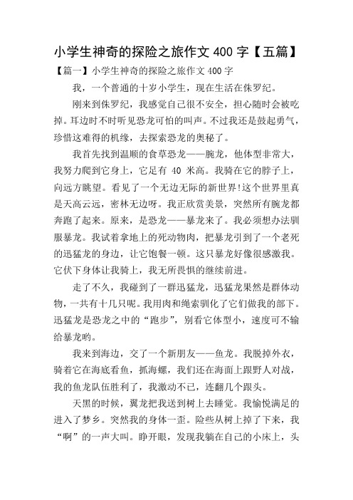 小学生神奇的探险之旅作文400字【五篇】 【篇一】小学生神奇的探险之