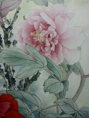 赏析龙女工笔牡丹作品