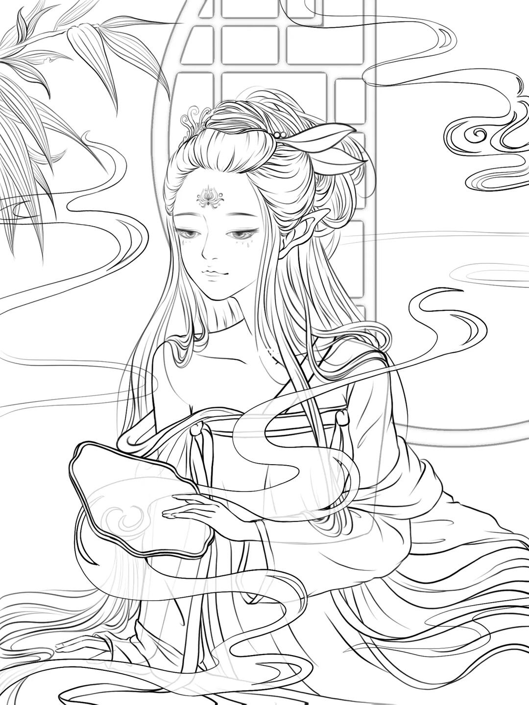 国风插画看到美女就不禁想画系列