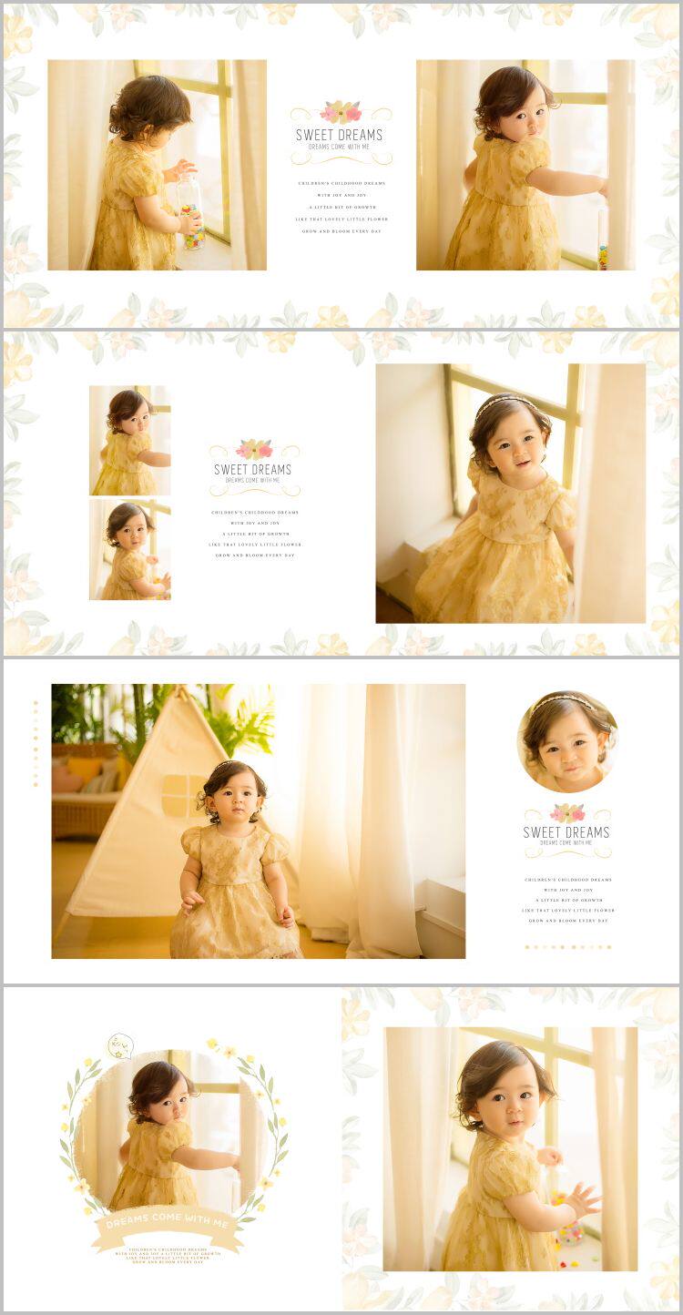儿童psd相册模板方版宝宝写真成长纪念册样册影楼排版ps素材