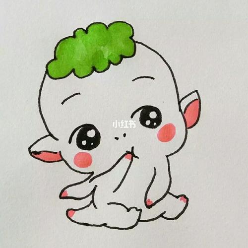带彩色胡巴简笔画