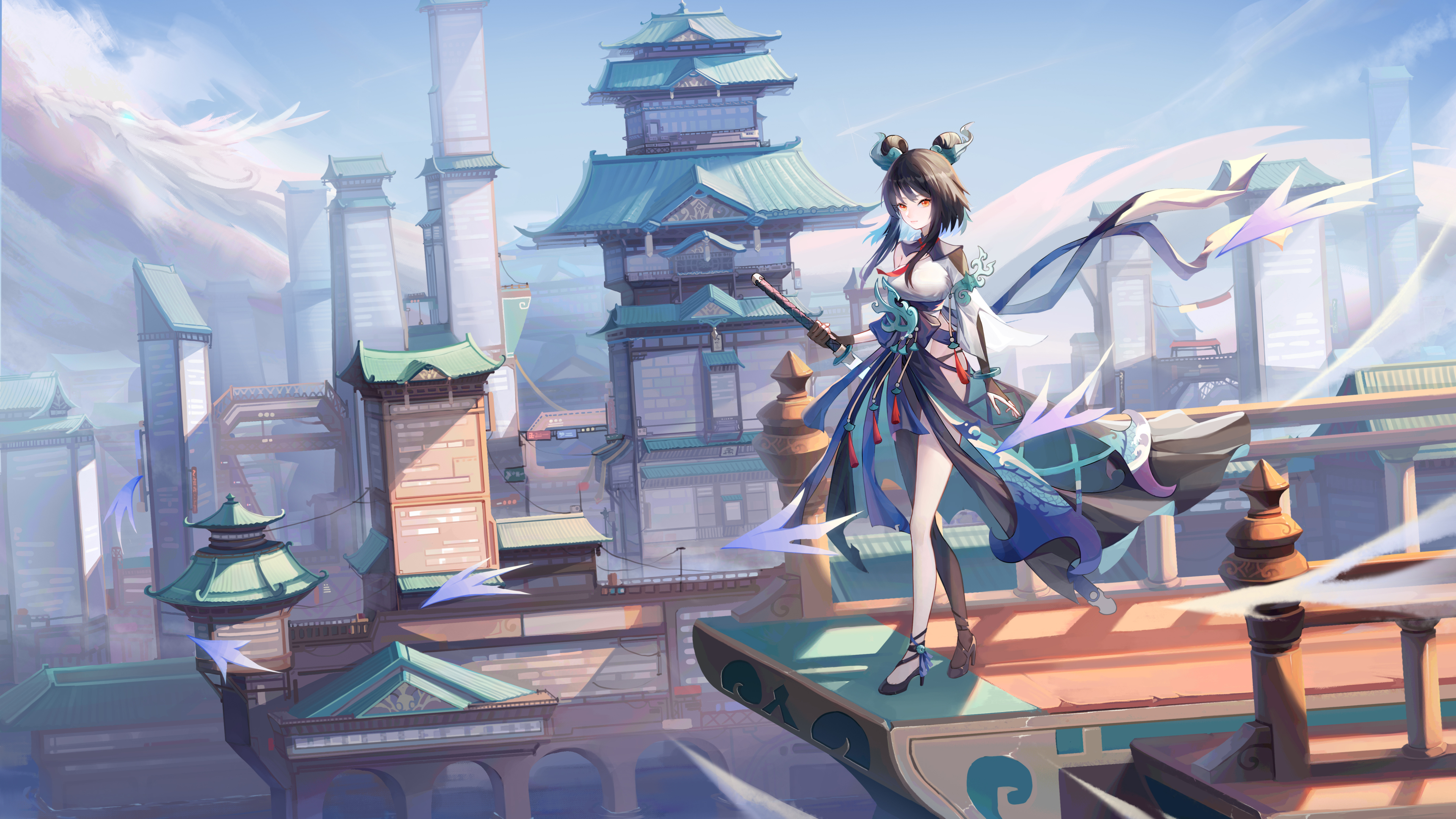 风景4k古风米忽悠古风美女古风插画清纯性感女神丝袜美腿文艺古风壁纸