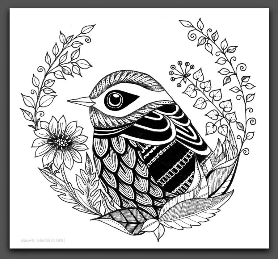 黑白线描画转发我也不知道作者是哪位如有侵权删