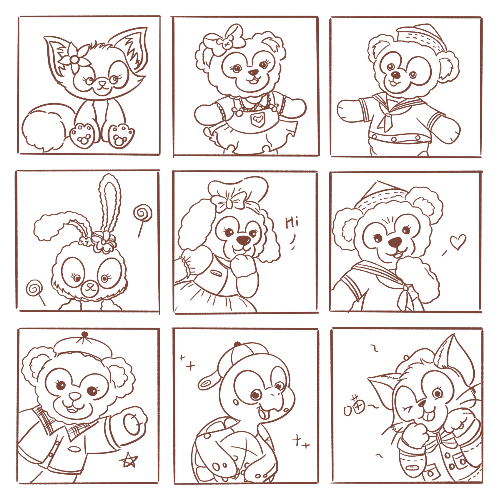 星黛露 玲娜贝儿和她的朋友们  达菲熊家族 #画画#  #简笔画# #手绘