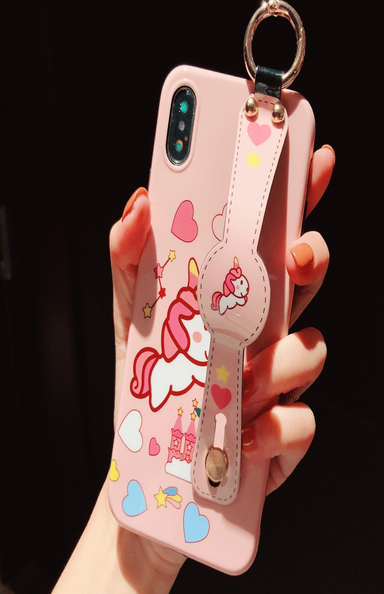 高档定制手机壳适用独角兽iphonec11pro女8p多功能7p手带xr支架xs