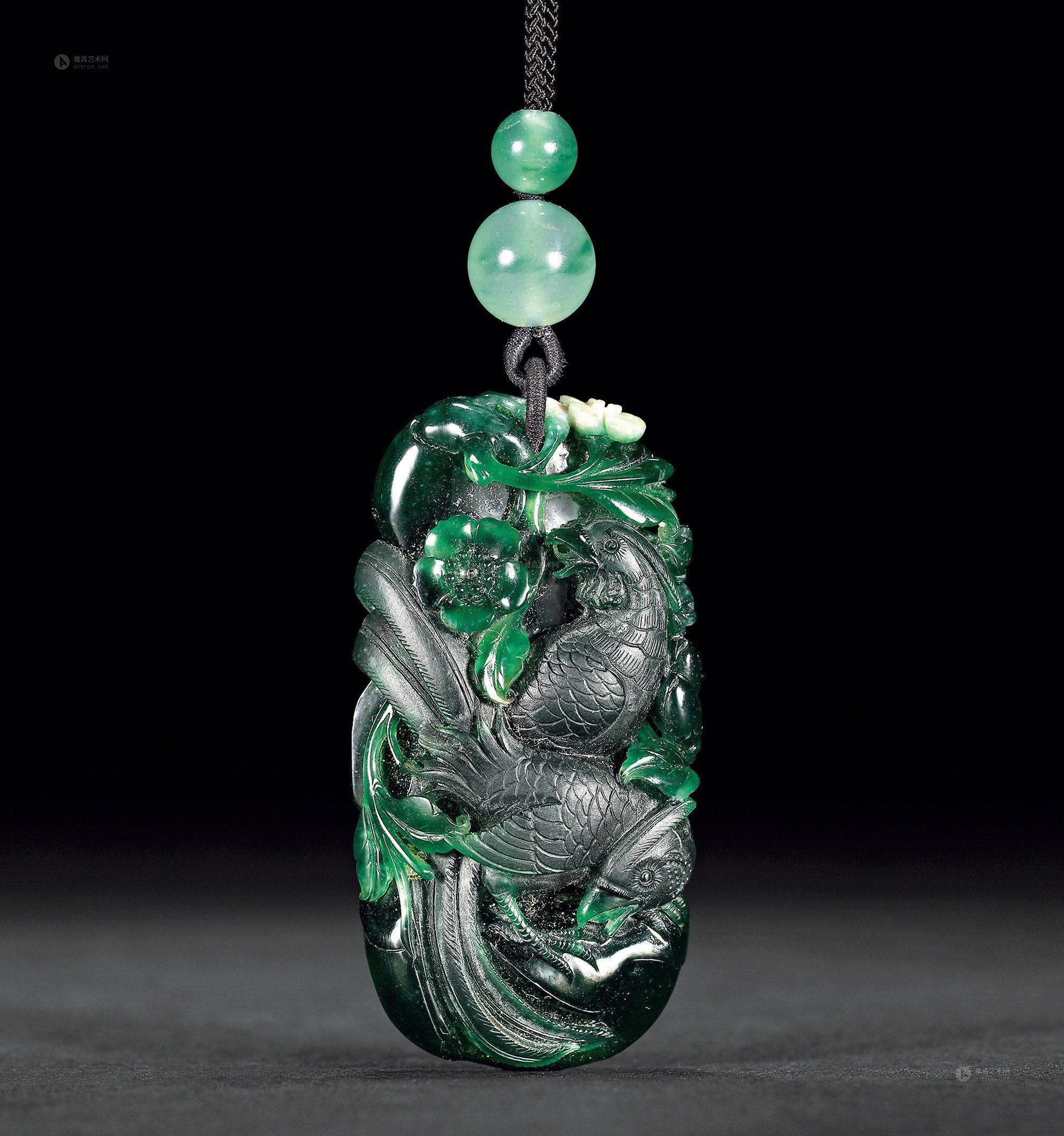 0154 翡翠花鸟纹挂件