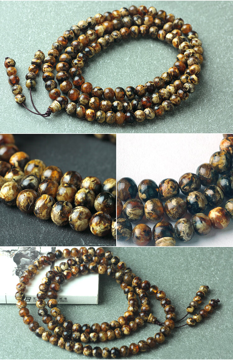 鲤梨 天花板级抚顺琥珀 干白花手串项链金珀血珀净水翳珀植物珀手 hp