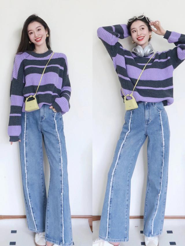 针织衫搭配什么裤子,宽松针织衫搭配什么裤子(难怪女人都爱穿"牛仔裤"