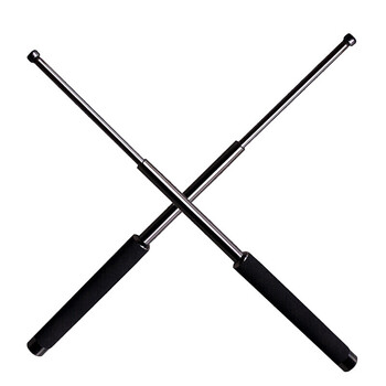 防身伸缩甩棍户外三节棍 保安棍防狼逃生伸缩棍 钛黑色 21寸