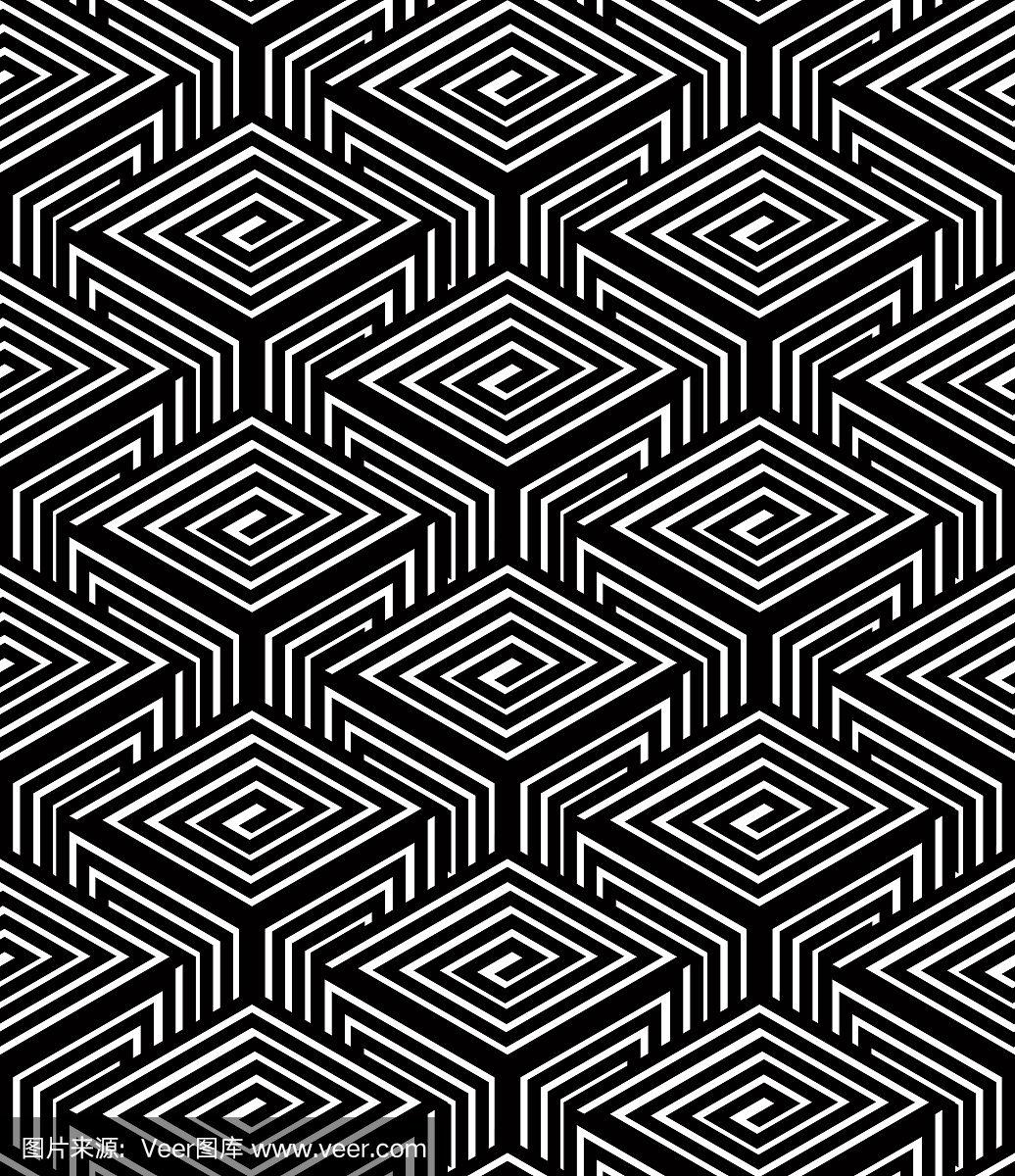 几何形状,四方连续纹样,矢量,永远,黑白图片