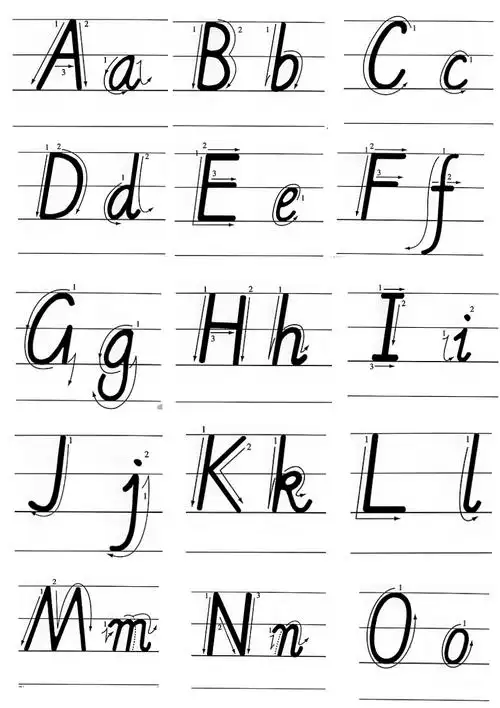 26个英语字母书写笔顺word图片