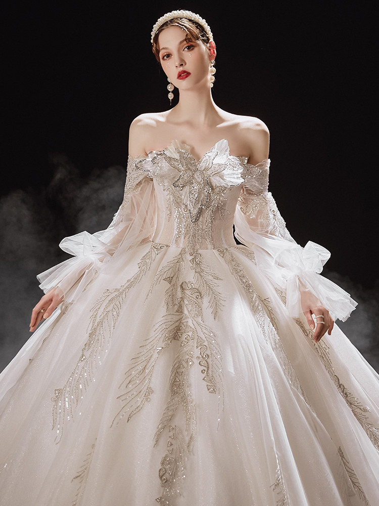 亲爱的白高端齐地轻婚纱出租赁2022新款新娘高定明星同款婚纱礼服