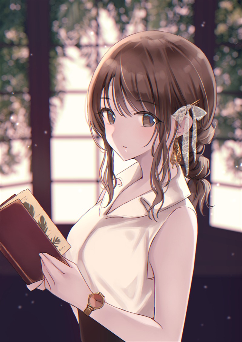 温柔知性二次元女生头像!茶色长发特辑p站美图欣赏_少女_校园_感觉