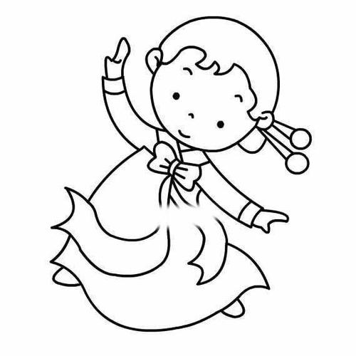 小女孩   朝鲜族女孩跳舞的画法   女孩人物简单画法   育才简笔画