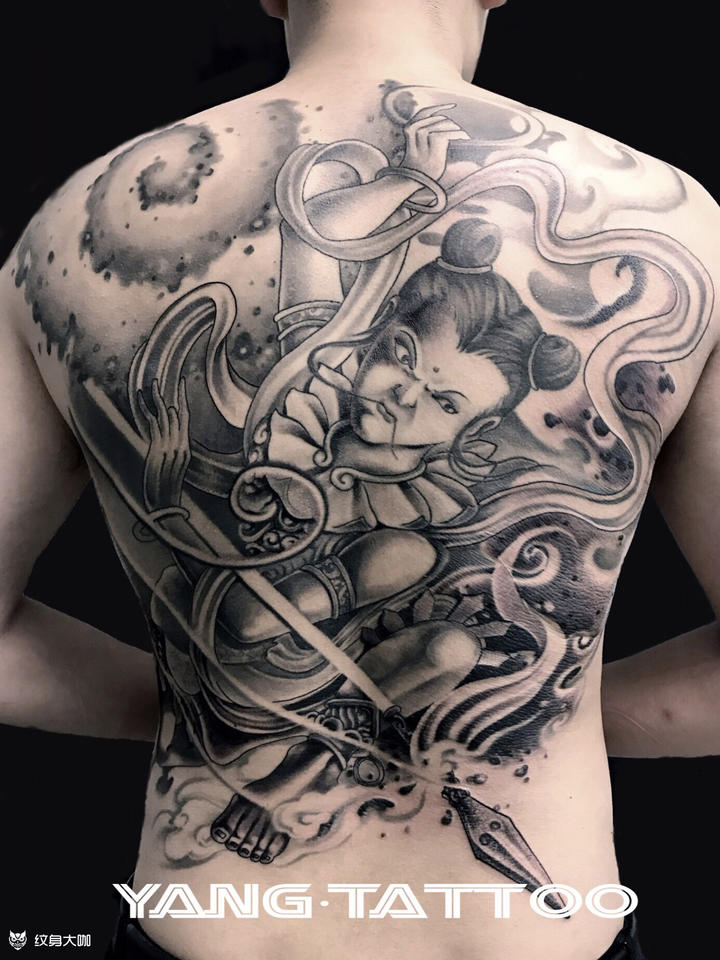 哪吒_纹身图案手稿图片_o莽的纹身作品集