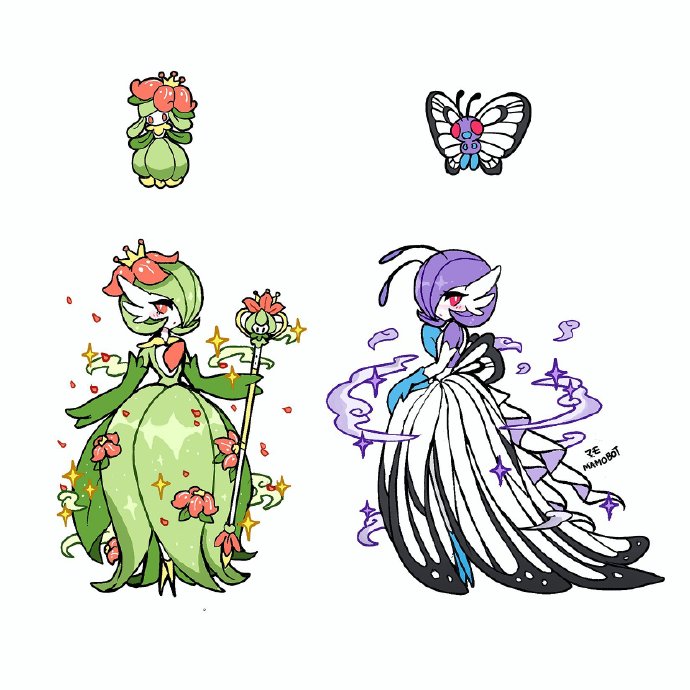 宝可梦的可爱拟人化&沙奈朵变装!    twitter:mamobot_art#宝可梦