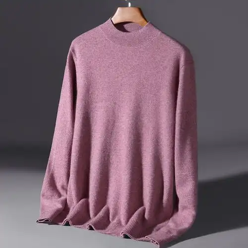 vho男士山羊绒羊绒衫男中领纯山羊绒纯色羊毛衫