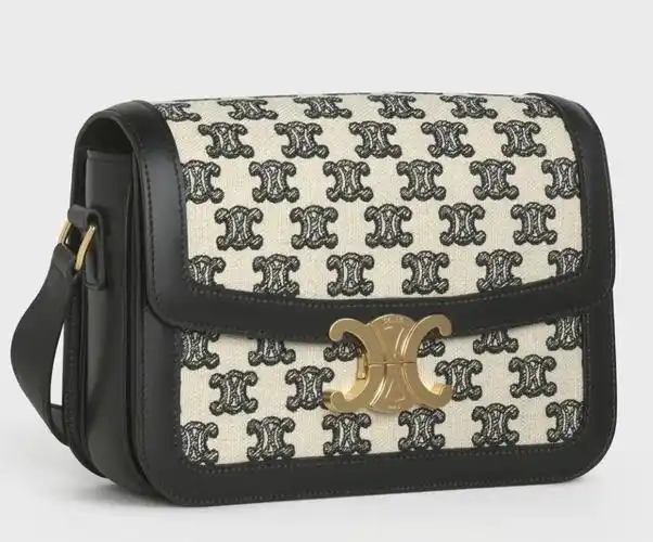 celine赛琳思林新款凯旋门黑色新老花triomphe中号triomphe