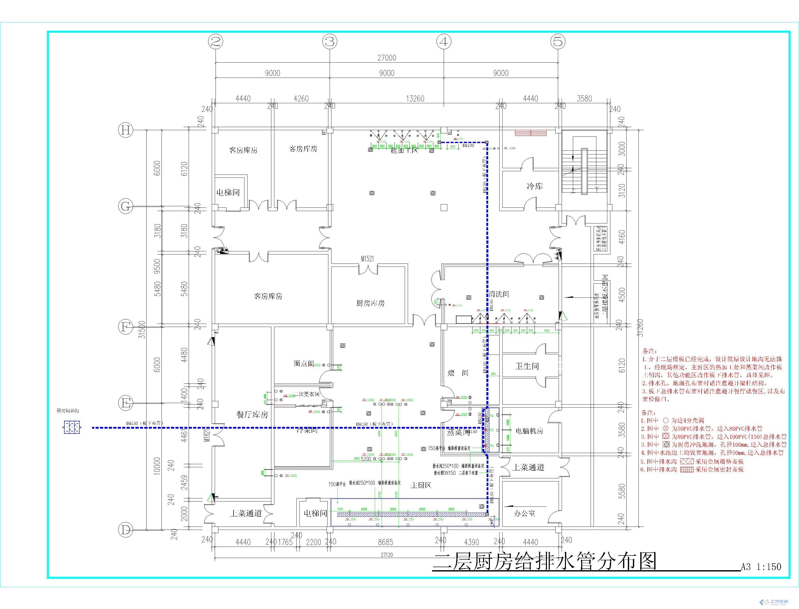 请教主体完成后厨房排水沟布置问题