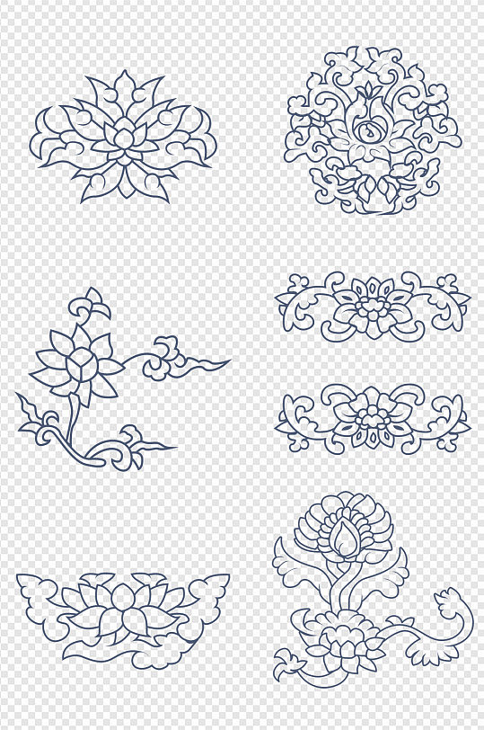 中华传统线条瓷器花纹