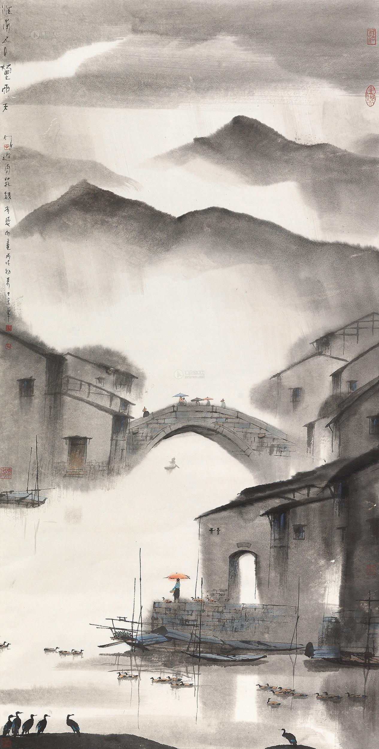 00322006年作江南五月烟雨天镜心设色纸本