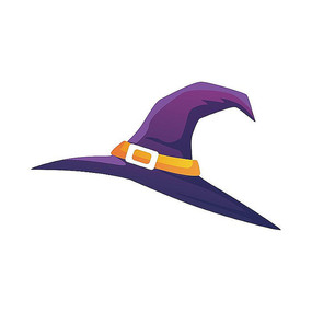万圣节鬼节魔女帽帽子魔法帽扁平卡通元素