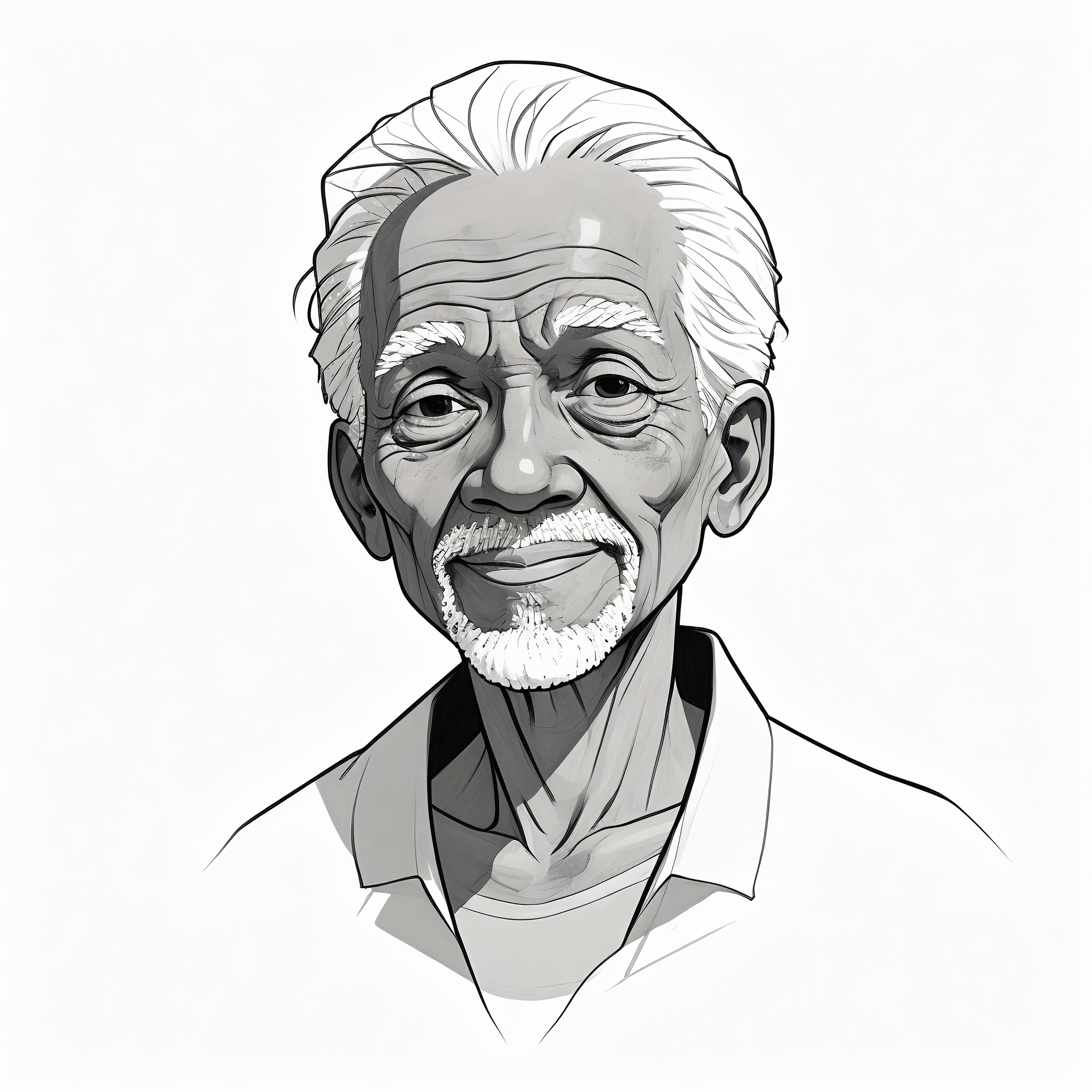 96经典黑白素描老人头像90