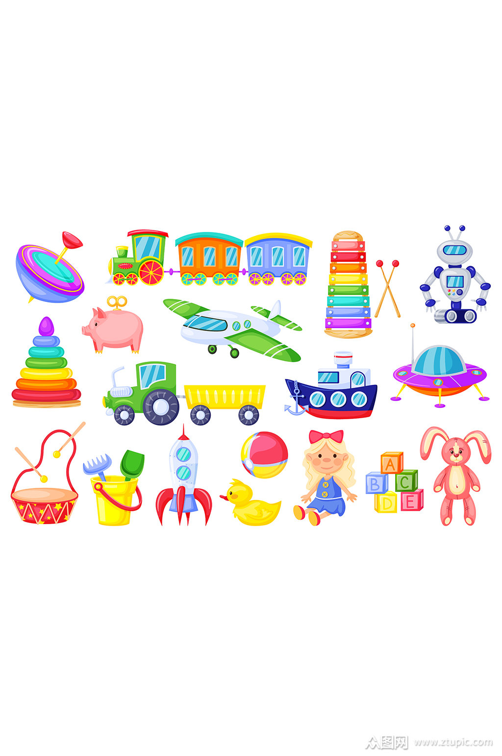 可爱卡通玩具矢量元素