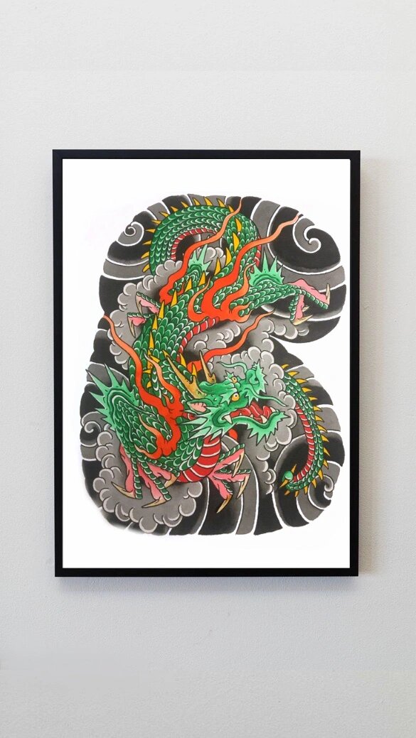 龙主题花臂半甲纹身手稿