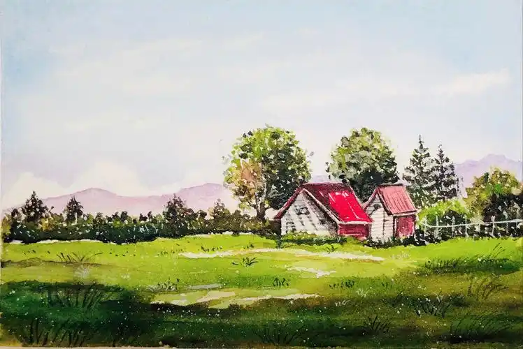 清新水彩风景画