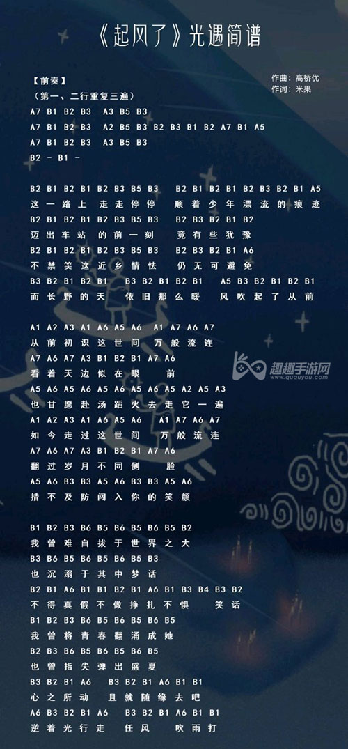 光遇起风了乐谱分享超简单数字简谱一览