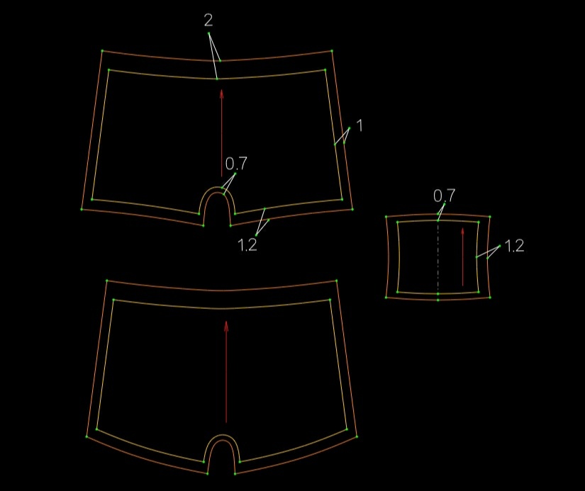 其实重新画一个比改动要简单点 第一张是平角内裤裁剪图,也就是纸样