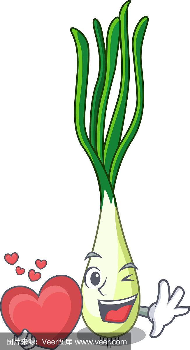 用心卡通的新鲜大葱来烹饪