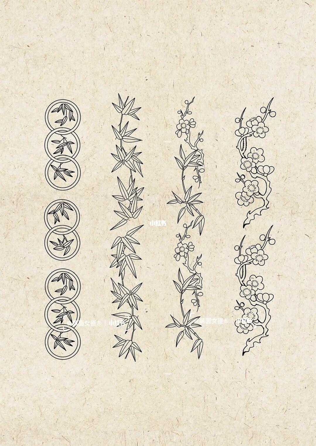 国风元素梅竹花边纹样