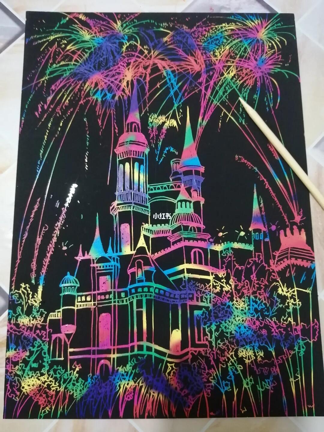 刮画纸迪士尼夜景