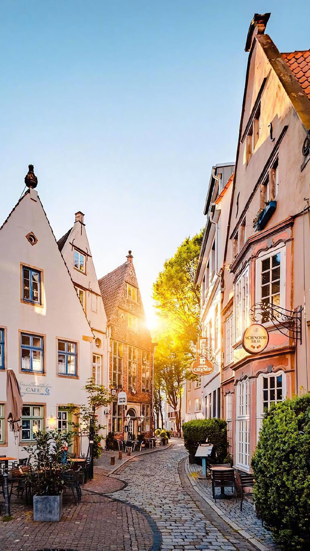 国外小镇街道风景图片手机壁纸