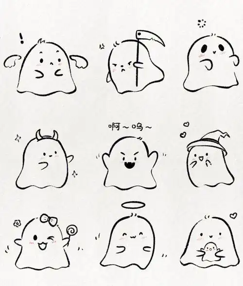 可爱简笔画教程万圣节可爱鬼来喽