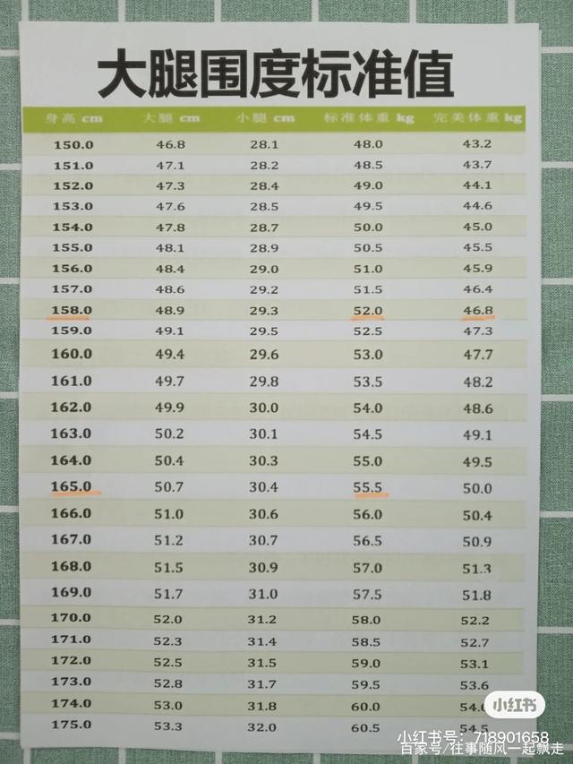 大腿围度范围值,标准身高体重,瘦身必备
