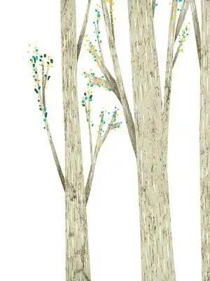 彩色手绘卡通树干树枝树秋天元素png素材