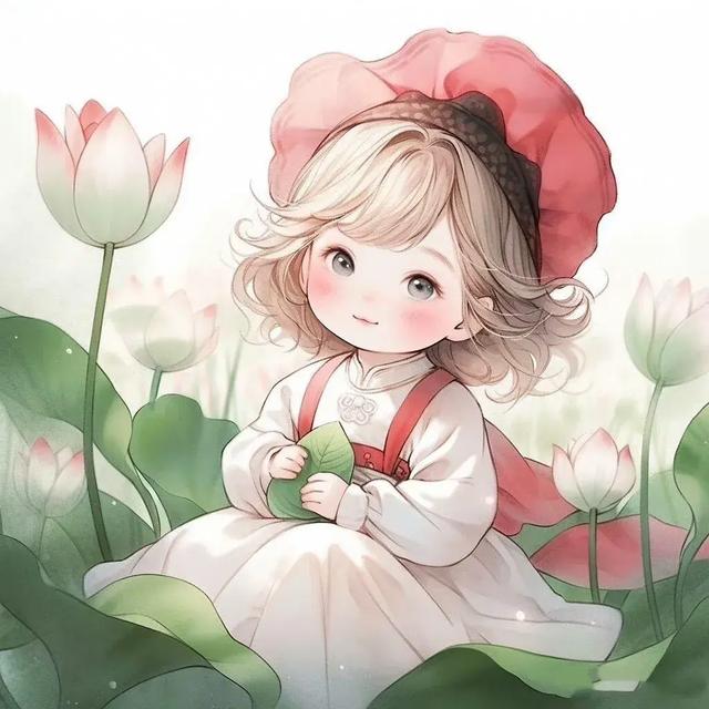 荷花小精灵头像,好几种款式,每种都很可爱的