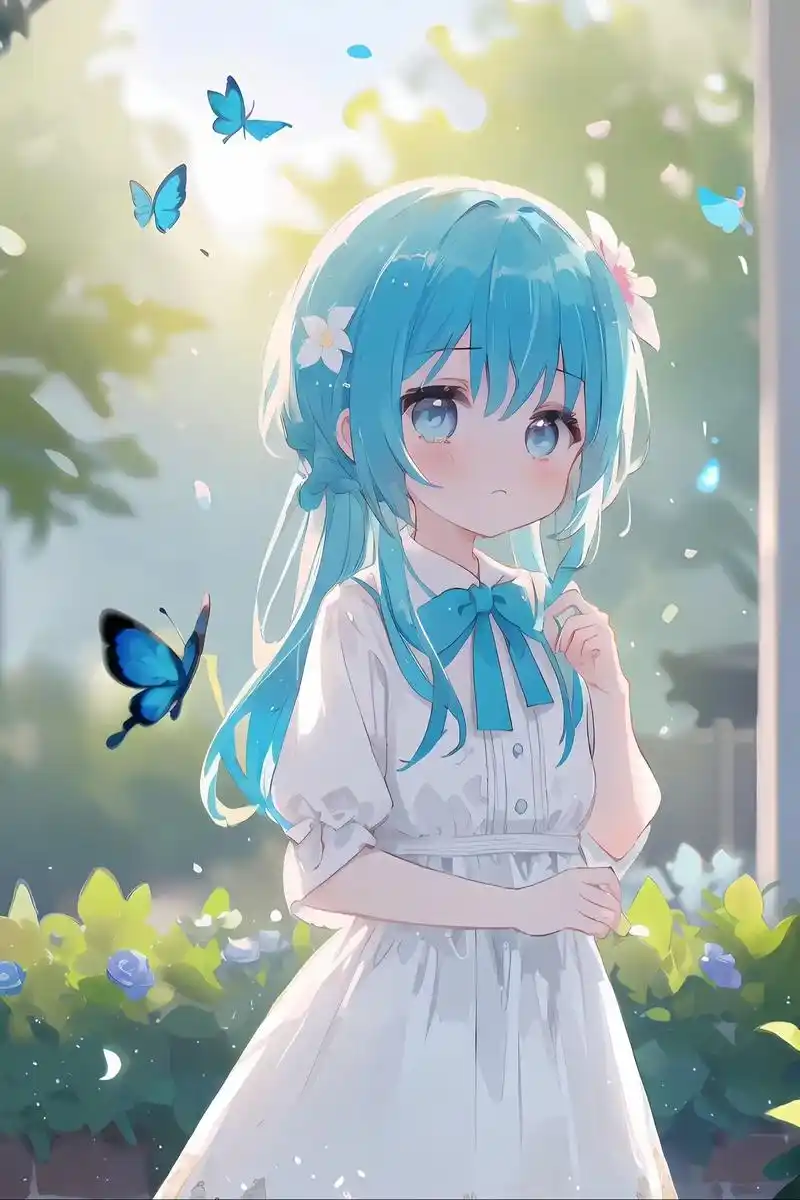 可爱唯美蓝毛萝莉壁纸