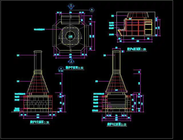 壁炉平立面详图