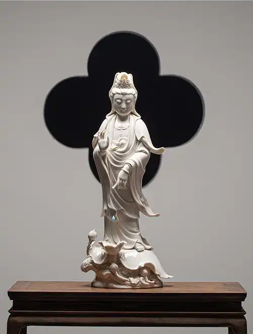 德化白瓷大号滴水观音佛像 家用居家供奉菩萨摆件创意客厅玄关装饰