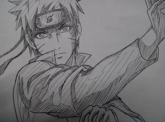 好帅气的鸣人好帅气的黑白手绘