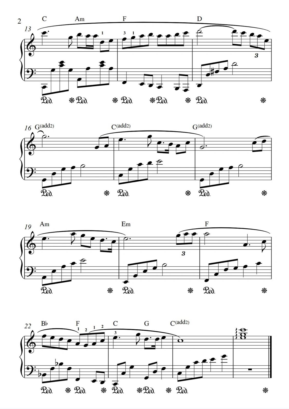 《我爱你中国》钢琴谱五线谱