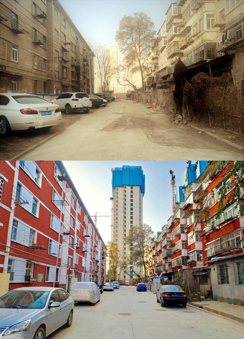 困难企业老旧小区维修改造前后对比明显 刘振东 摄