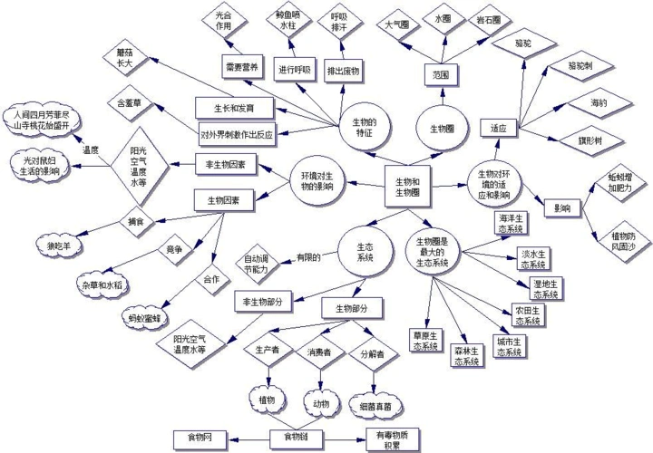 初中生物概念图 生物与生物圈