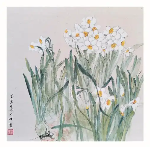 冬将至春犹在国画写意花鸟水仙